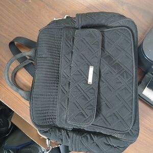 Vera Bradley black quilted microfiber baby diaper bag